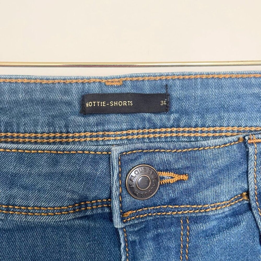 Jealous 21 Womens Blue Denim Stretch Cut off Shorts Bottom Size 34 - Picture 9 of 9